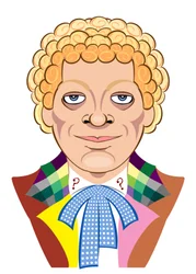 Colin Baker als Doctor Who - karikatuur
